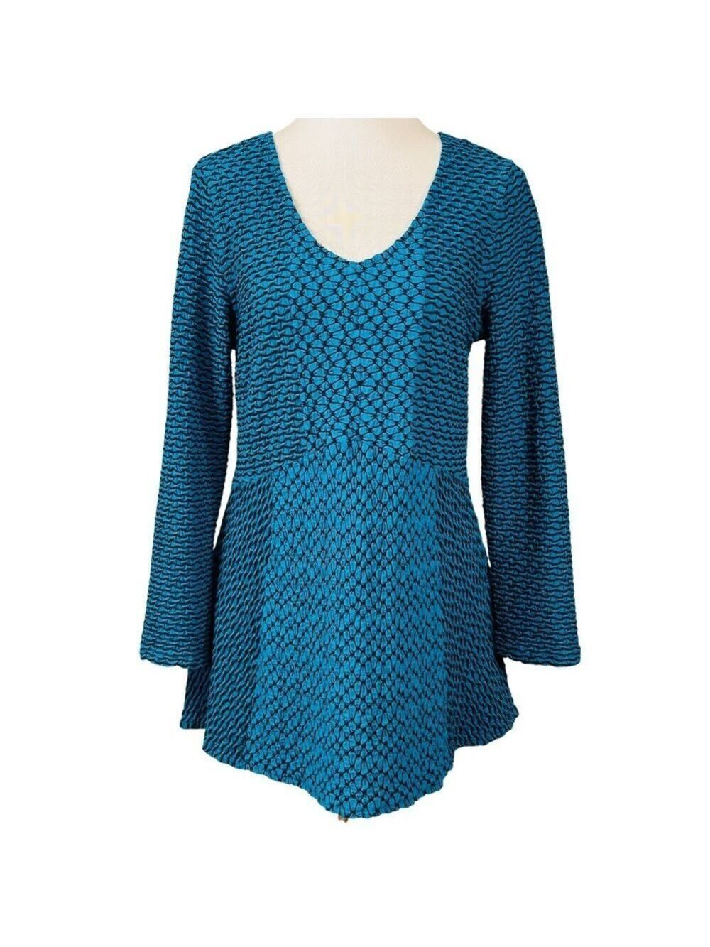 Habitat Teal Blue Crinkle Stretch Babydoll Tunic Size S
